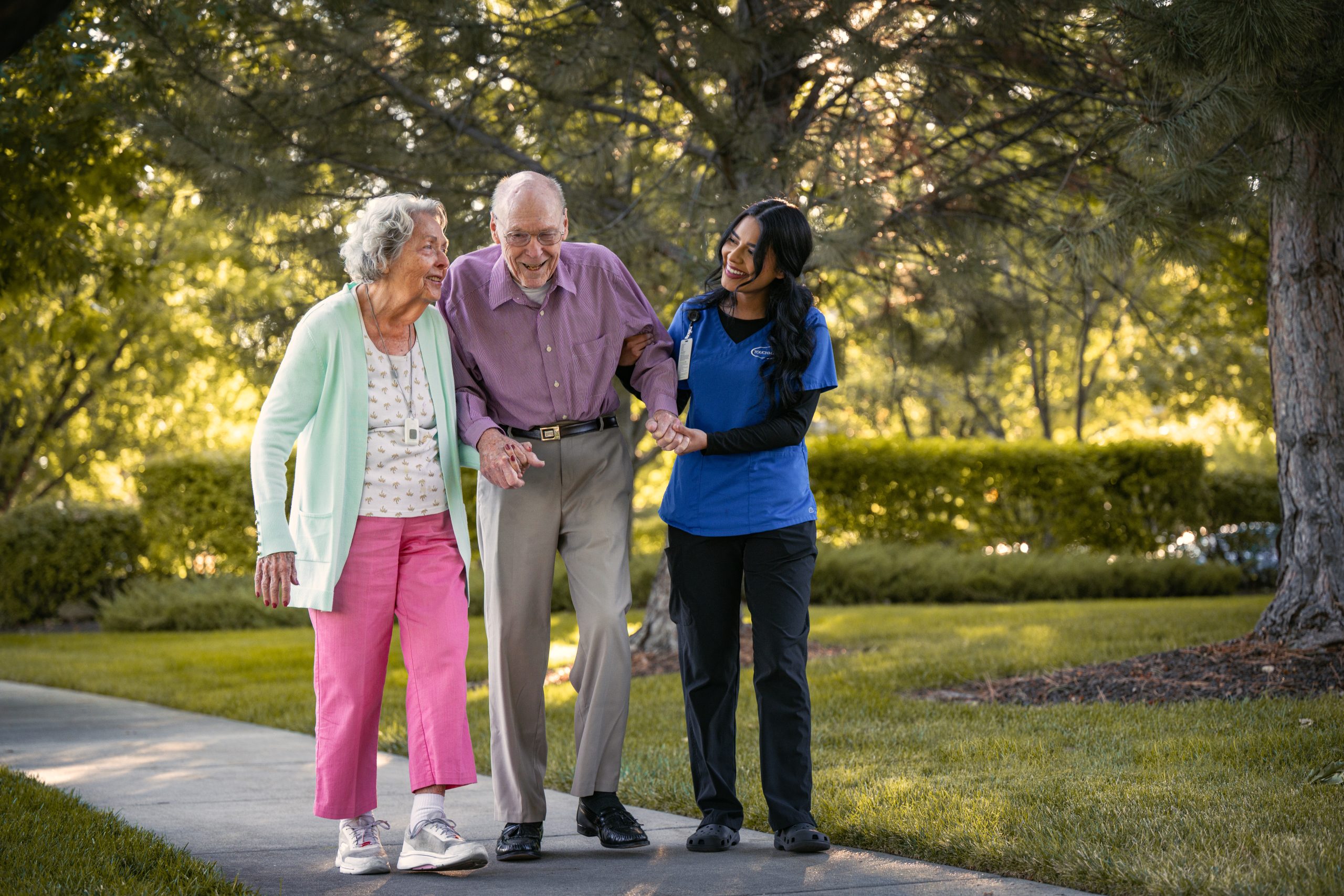 Resident's on walk with Team Member